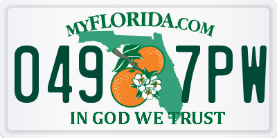 FL license plate 0497PW