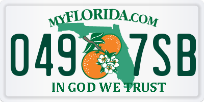 FL license plate 0497SB