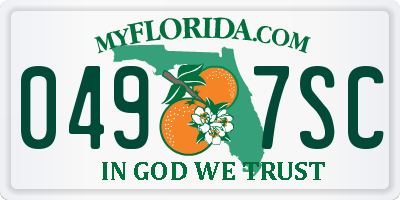 FL license plate 0497SC