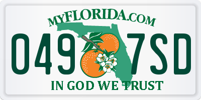 FL license plate 0497SD