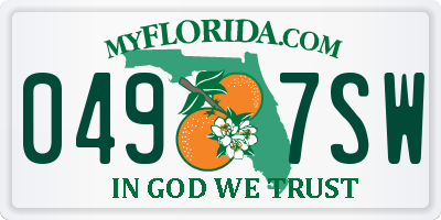 FL license plate 0497SW