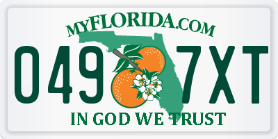 FL license plate 0497XT