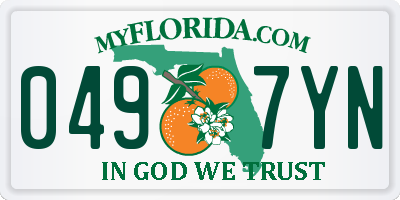 FL license plate 0497YN