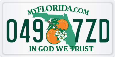 FL license plate 0497ZD