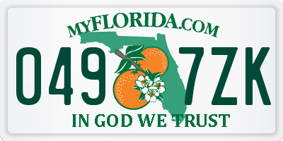 FL license plate 0497ZK