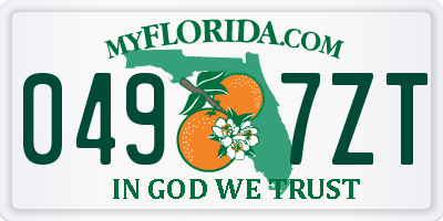 FL license plate 0497ZT