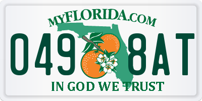 FL license plate 0498AT