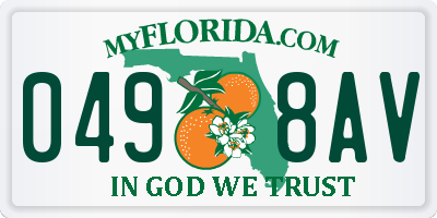 FL license plate 0498AV