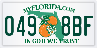 FL license plate 0498BF