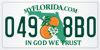 FL license plate 0498BO