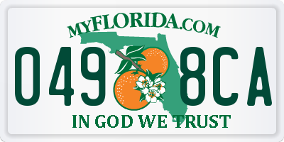 FL license plate 0498CA