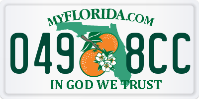 FL license plate 0498CC