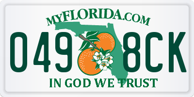 FL license plate 0498CK