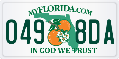 FL license plate 0498DA