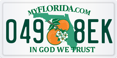 FL license plate 0498EK