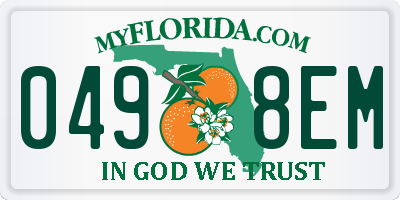 FL license plate 0498EM