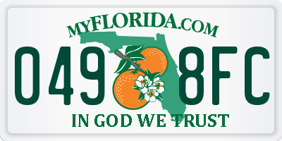 FL license plate 0498FC
