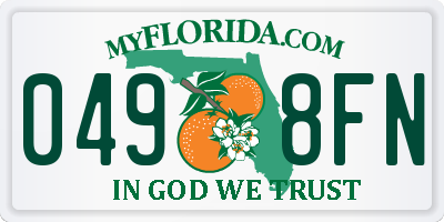 FL license plate 0498FN