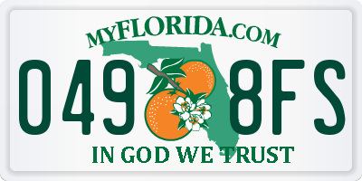 FL license plate 0498FS