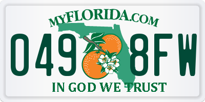 FL license plate 0498FW