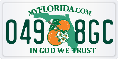 FL license plate 0498GC