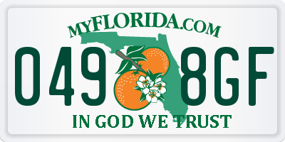 FL license plate 0498GF