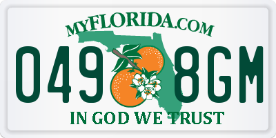 FL license plate 0498GM