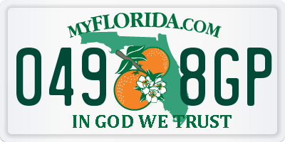 FL license plate 0498GP