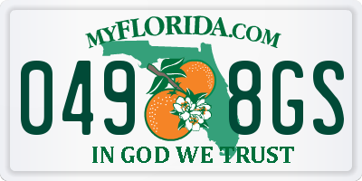 FL license plate 0498GS