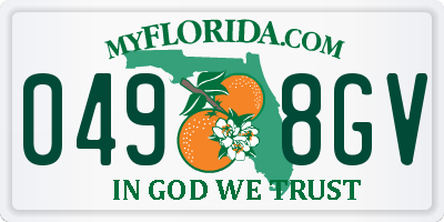 FL license plate 0498GV