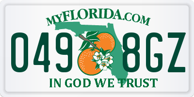 FL license plate 0498GZ