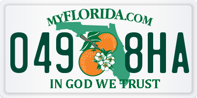 FL license plate 0498HA