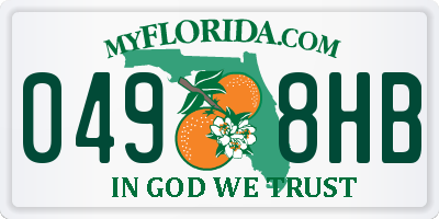 FL license plate 0498HB