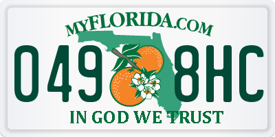 FL license plate 0498HC