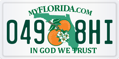 FL license plate 0498HI