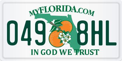 FL license plate 0498HL