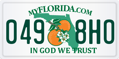 FL license plate 0498HO