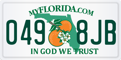 FL license plate 0498JB