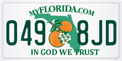FL license plate 0498JD