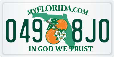 FL license plate 0498JO
