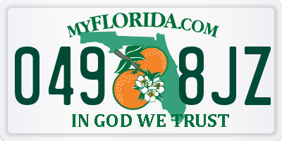 FL license plate 0498JZ