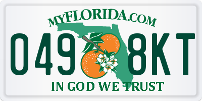 FL license plate 0498KT