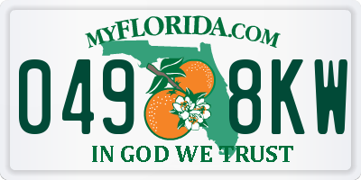 FL license plate 0498KW