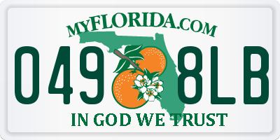 FL license plate 0498LB