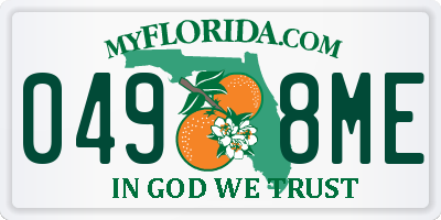 FL license plate 0498ME