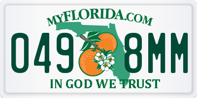 FL license plate 0498MM