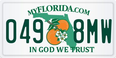 FL license plate 0498MW