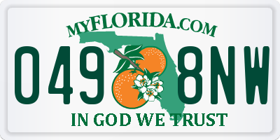FL license plate 0498NW