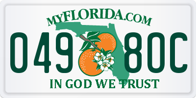 FL license plate 0498OC