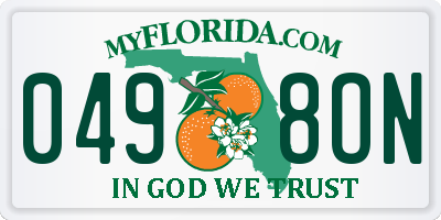 FL license plate 0498ON